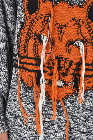 Distressed Embroidery K-TIGER Knitted Dress