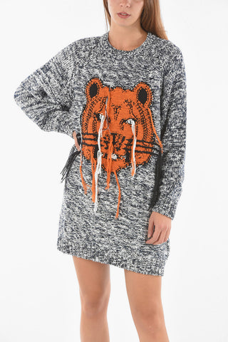 Distressed Embroidery K-TIGER Knitted Dress