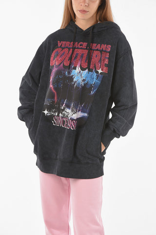 COUTURE Felpa Oversized Crinkle Fade con Stampa Frontale