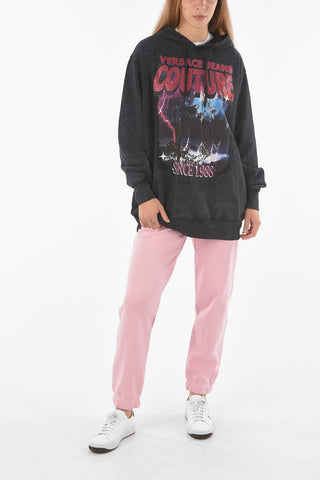 COUTURE Felpa Oversized Crinkle Fade con Stampa Frontale