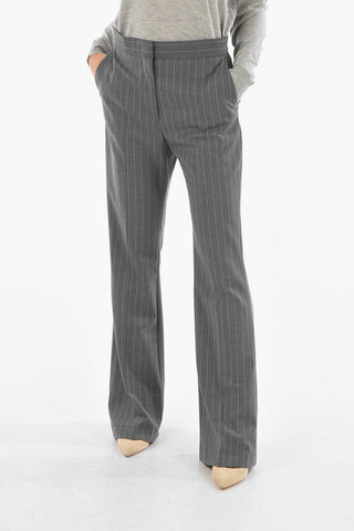 High-waisted Pinstriped Flared Pants