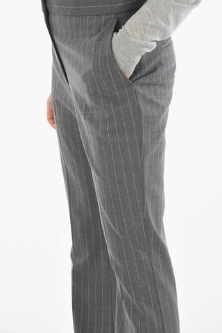 High-waisted Pinstriped Flared Pants