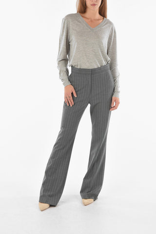 High-waisted Pinstriped Flared Pants