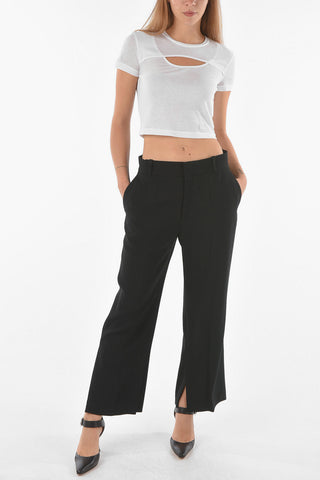 Single-pleated Pants with Ankle Slits