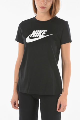 T-shirt Girocollo con Logo a Contrasto