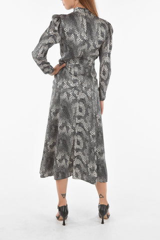 Graphic Printed VILMA Satin Midi Dress with Diamond-shaped Cut-out