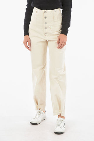 High Waisted Baggy DARLENA Pants With Button Closure