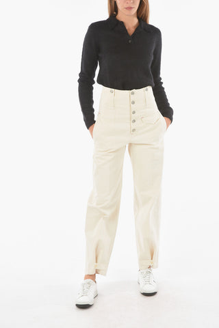 High Waisted Baggy DARLENA Pants With Button Closure