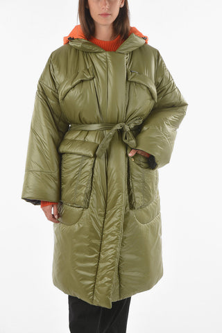 Removable Hood Belted Oversized Padded Jacket
