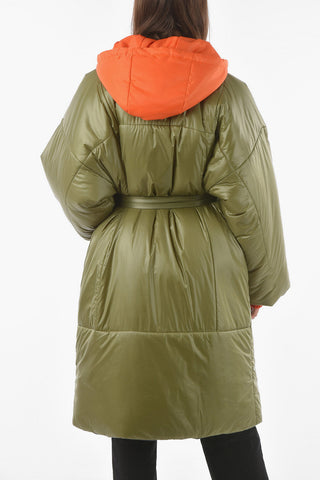 Removable Hood Belted Oversized Padded Jacket