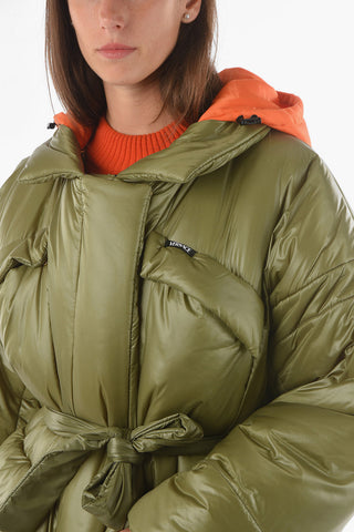 Removable Hood Belted Oversized Padded Jacket