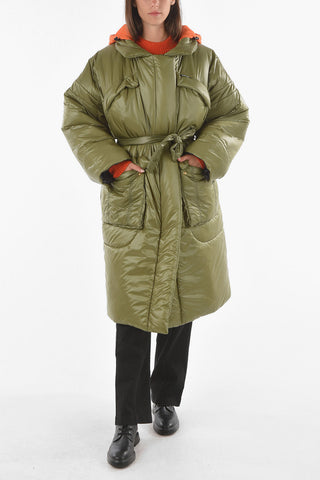 Removable Hood Belted Oversized Padded Jacket