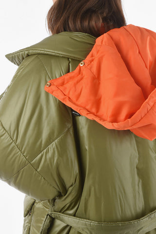Removable Hood Belted Oversized Padded Jacket