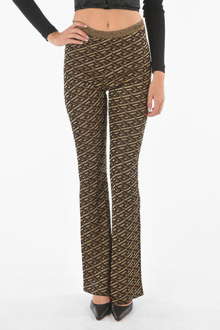 Pantaloni Bootcut in Lurex con Motivo Geometrico