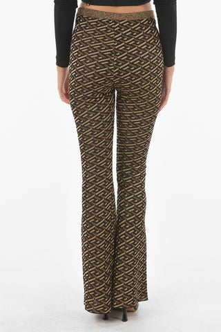Pantaloni Bootcut in Lurex con Motivo Geometrico