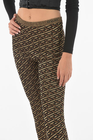 Pantaloni Bootcut in Lurex con Motivo Geometrico