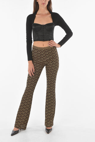 Pantaloni Bootcut in Lurex con Motivo Geometrico