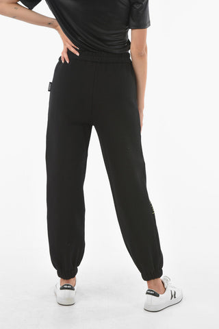 Side Logoed Band Fleece Cotton Blend Joggers
