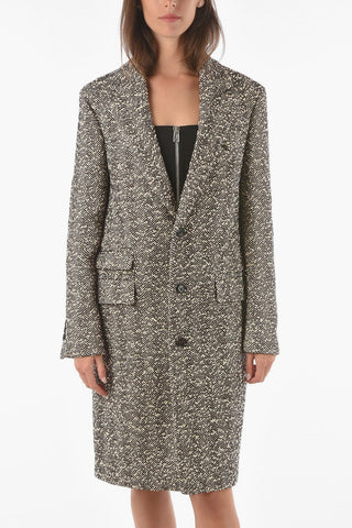 Lined Knotted Herringbone Single Breasted Coat
