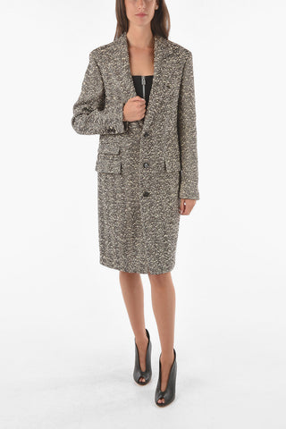Lined Knotted Herringbone Single Breasted Coat