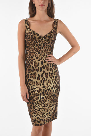 Tubino Stretch con Motivo Leopardato
