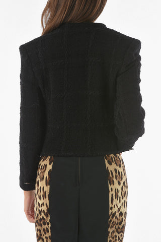 Double-breasted Tweed Wool Blend Crop Blazer
