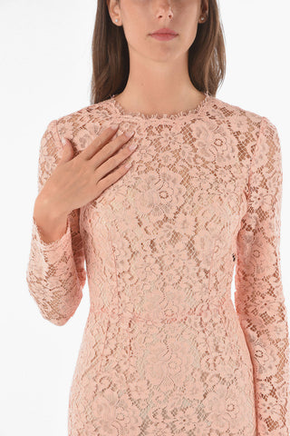 Back Zipped Lace Midi Sheath Dress