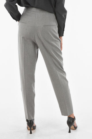 Pantaloni in Lana a 2 Pinces con Chiusura a Scomparsa