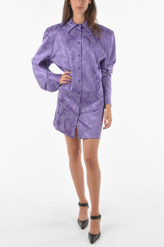 Standard Collar Monogram Satin Shirt Dress