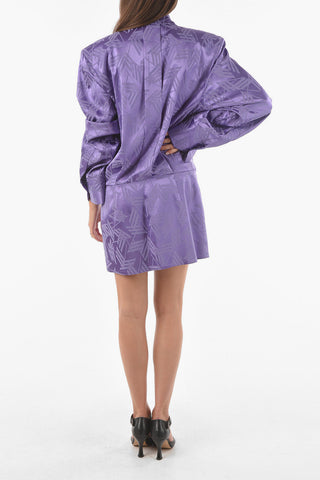 Standard Collar Monogram Satin Shirt Dress