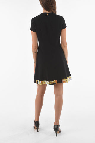 Short-sleeved Greek Bottom Midi Dress with Jewel Buttons