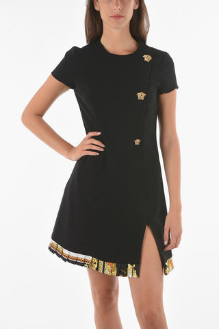 Short-sleeved Greek Bottom Midi Dress with Jewel Buttons