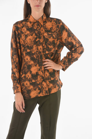Printed Satin Silk Shirt with Breast Pocket
