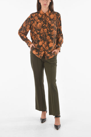 Printed Satin Silk Shirt with Breast Pocket