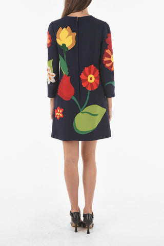 Vestito Midi in Cotone con Applicazioni Floreali
