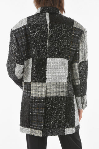 Double-breasted Sequined Patchwork Coat