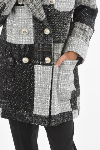 Double-breasted Sequined Patchwork Coat