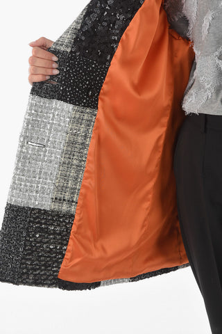 Double-breasted Sequined Patchwork Coat