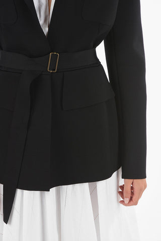 Blazer Slim fit Sfoderato con Bordi a Taglio Vivo e Cintura