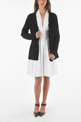 Belted Unlined Raw Cut-edged Slim Fit Blazer