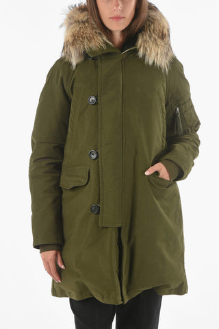 Real Fur Lined Hood 4 Pockets Padded Parka