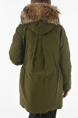 Real Fur Lined Hood 4 Pockets Padded Parka
