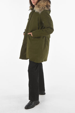 Real Fur Lined Hood 4 Pockets Padded Parka