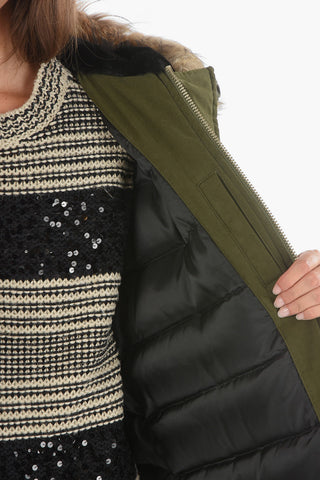 Real Fur Lined Hood 4 Pockets Padded Parka