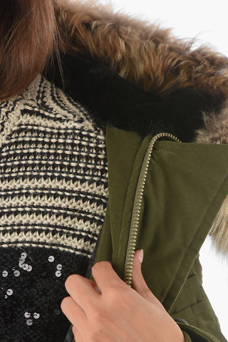 Real Fur Lined Hood 4 Pockets Padded Parka