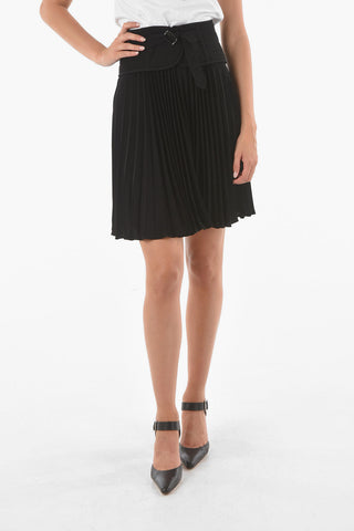 Pleated SOLEIL Longuette Skirt With Belt