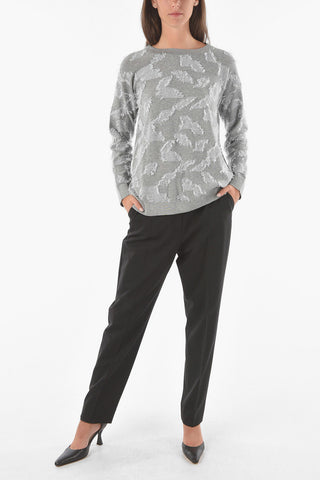 Crew Neck Eyelash Cotton Sweater