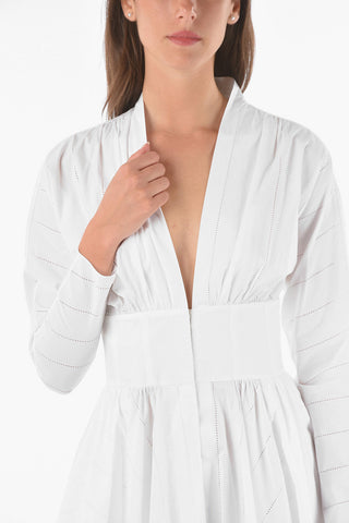 V Neck Slim Fit Midi Shirt Dress