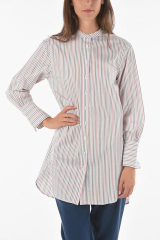 Bayadere Motif Cotton Long Shirt