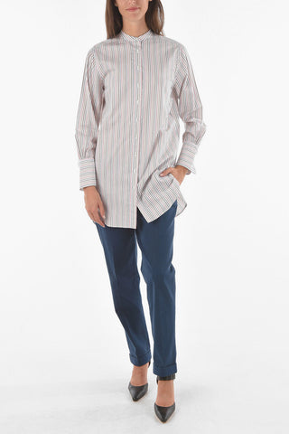 Bayadere Motif Cotton Long Shirt